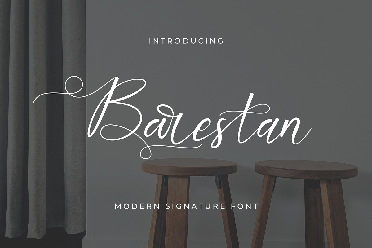 Barestan - Modern Signature Script, a Script Font by Rishsketch (Photo 1 of 13)
