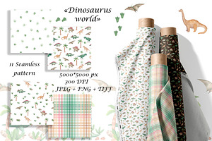Watercolor Dinosaurus Collection, a Pattern Graphic by Oksana Dovhopol Art