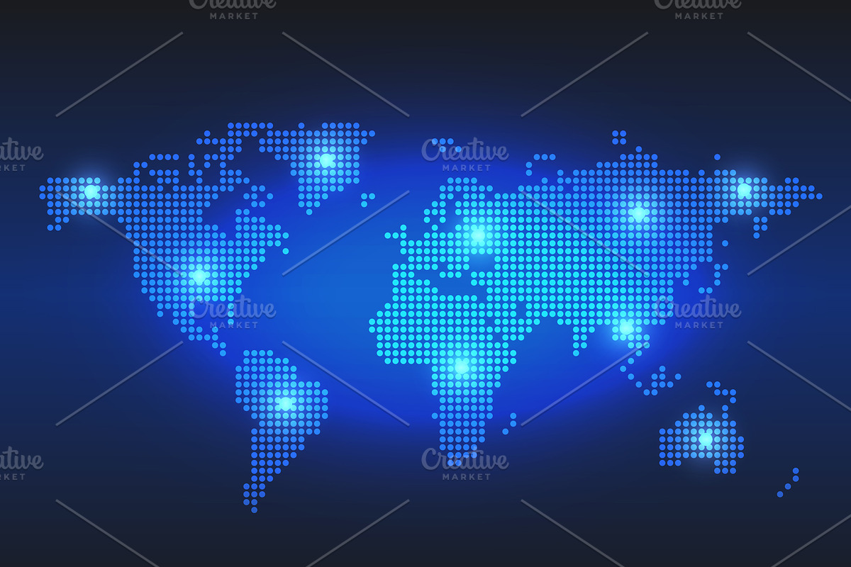 Digital World Dotted Map, an Object Graphic by charnsitr