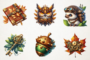 Steampunk Autumn Clipart, an Illustration by RobertsArt (Thumbnail 4 of 7)