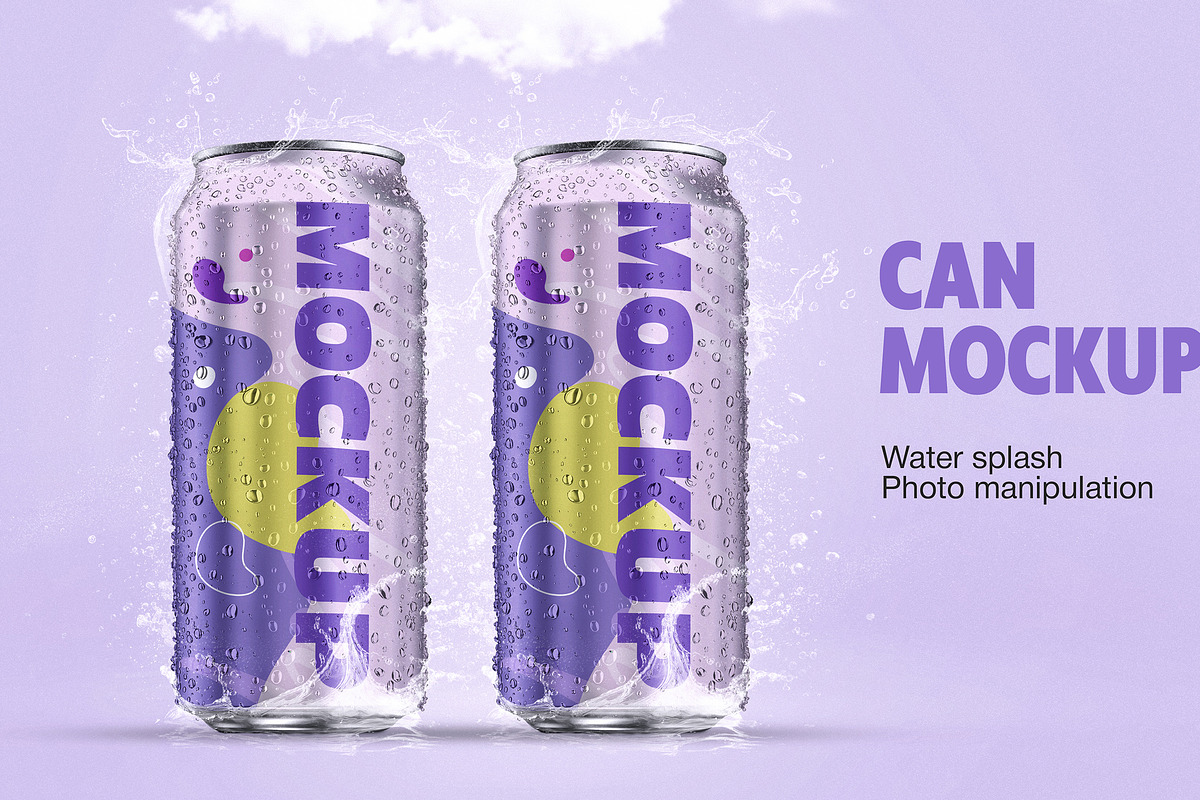 Can Mockup with Water Splash
