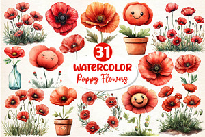 Poppy Flowers Clipart PNG, an Illustration by Dream Creation