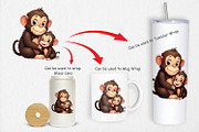 Chimpanzee Mother's Day Clipart, a Graphic by Artnoy (Thumbnail 4 of 5)