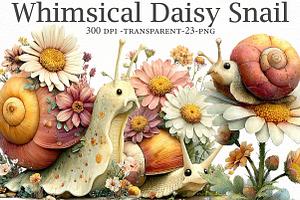Whimsical Daisy Snail Clipart, a Seasonal Illustration by Designworld
