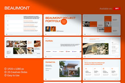 Beaumont Portfolio Powerpoint, a Presentation Template by Unich Design Bureau