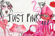 Just Pink collage background texture, an Object Graphic by Yuliya Derbisheva (Thumbnail 1 of 14)