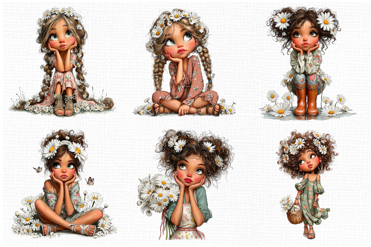 Whimsical Daisy Girl Clipart, an Animal Illustration by Libby Wishes (Photo 3 of 4)