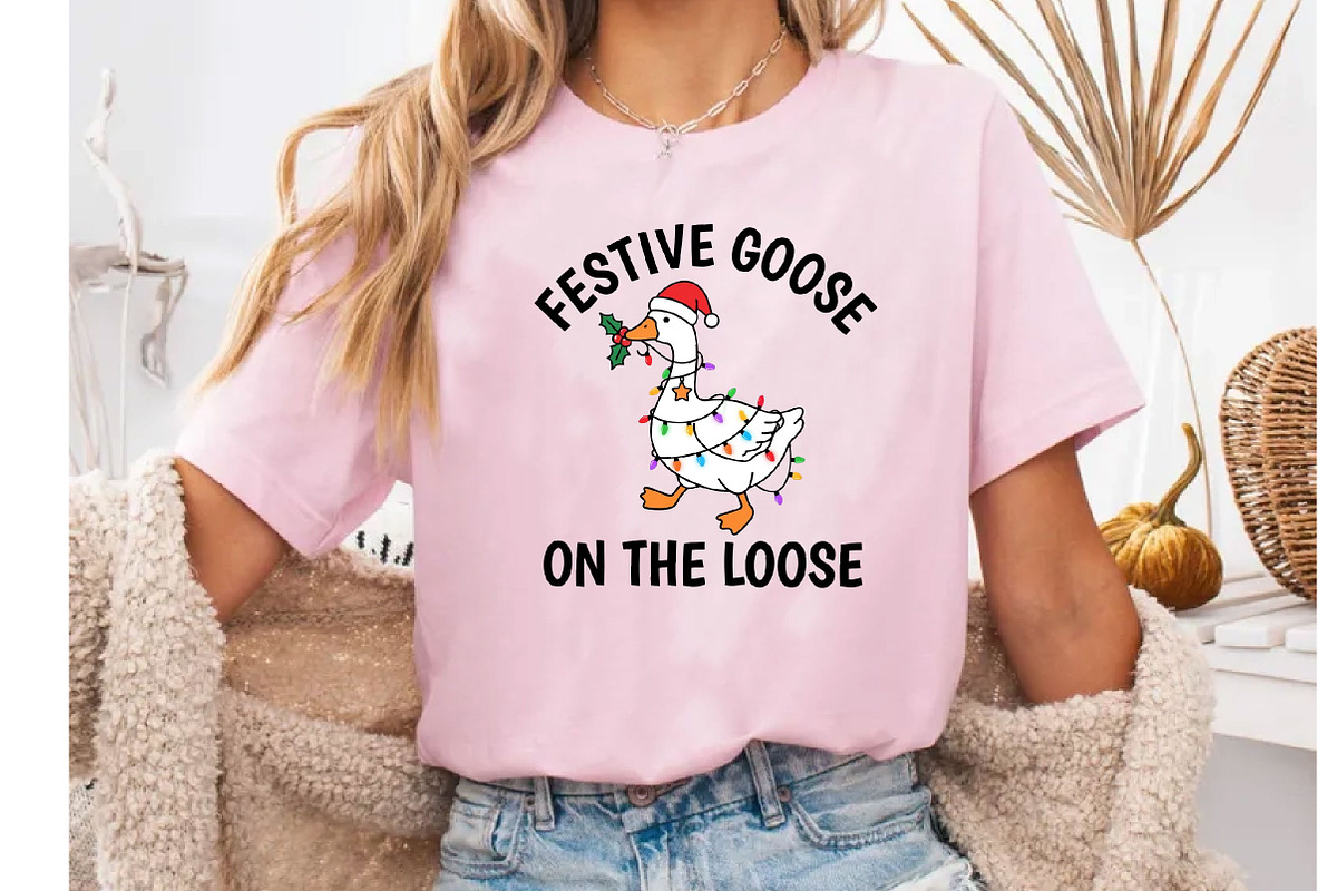 Festive Goose on the Loose PNG, a Seasonal Illustration by DreamCafeArt (Photo 5 of 6)