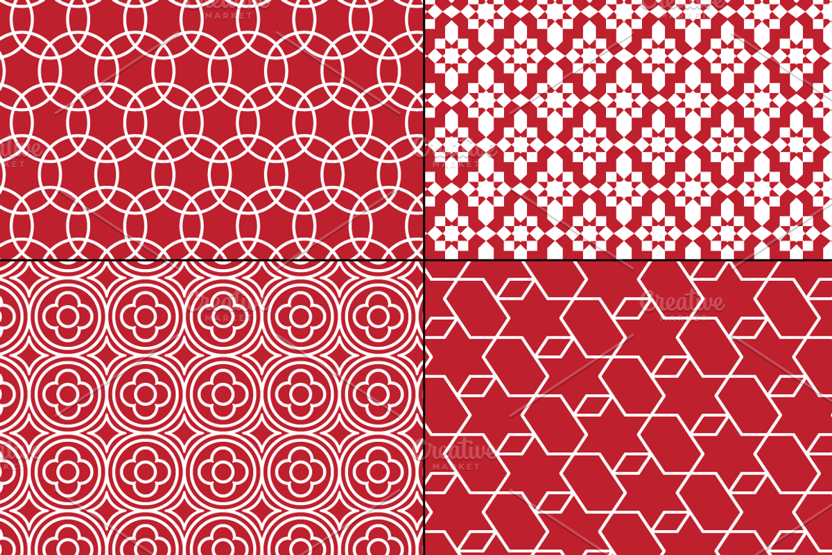 Seamless Red Moroccan Patterns preview 5