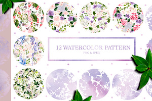 12 Hand Drawn Watercolor Patterns