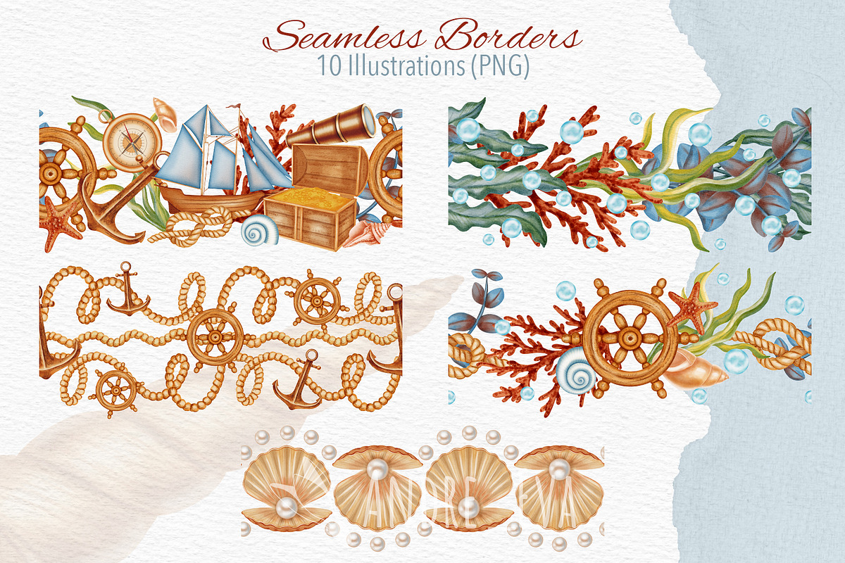 Sea Voyage Watercolor Clip Art, an Object Graphic by Andre_Eva (Photo 8 of 12)