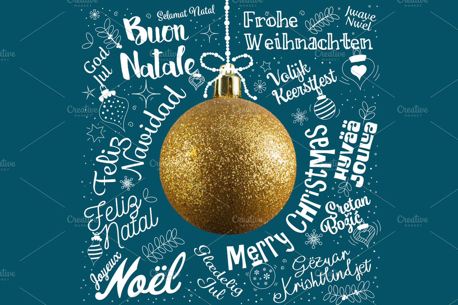 Merry christmas from world containing calligraphic, calligraphy, and card, a Holiday Photo by MM Studio