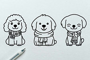 12 Cute Puppy Dog Wearing Scarf, an Animal Illustration by jongcreative (Thumbnail 2 of 6)