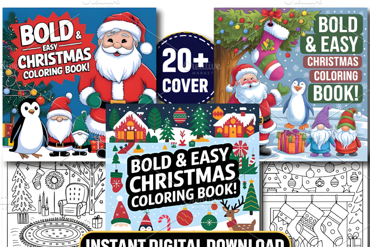 Bold & Easy Christmas Coloring, a Seasonal Illustration by Coco Bloom (Photo 2 of 5)