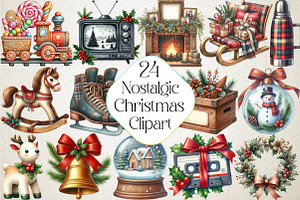 Nostalgic Christmas Clipart, an Illustration by DreamPrint404