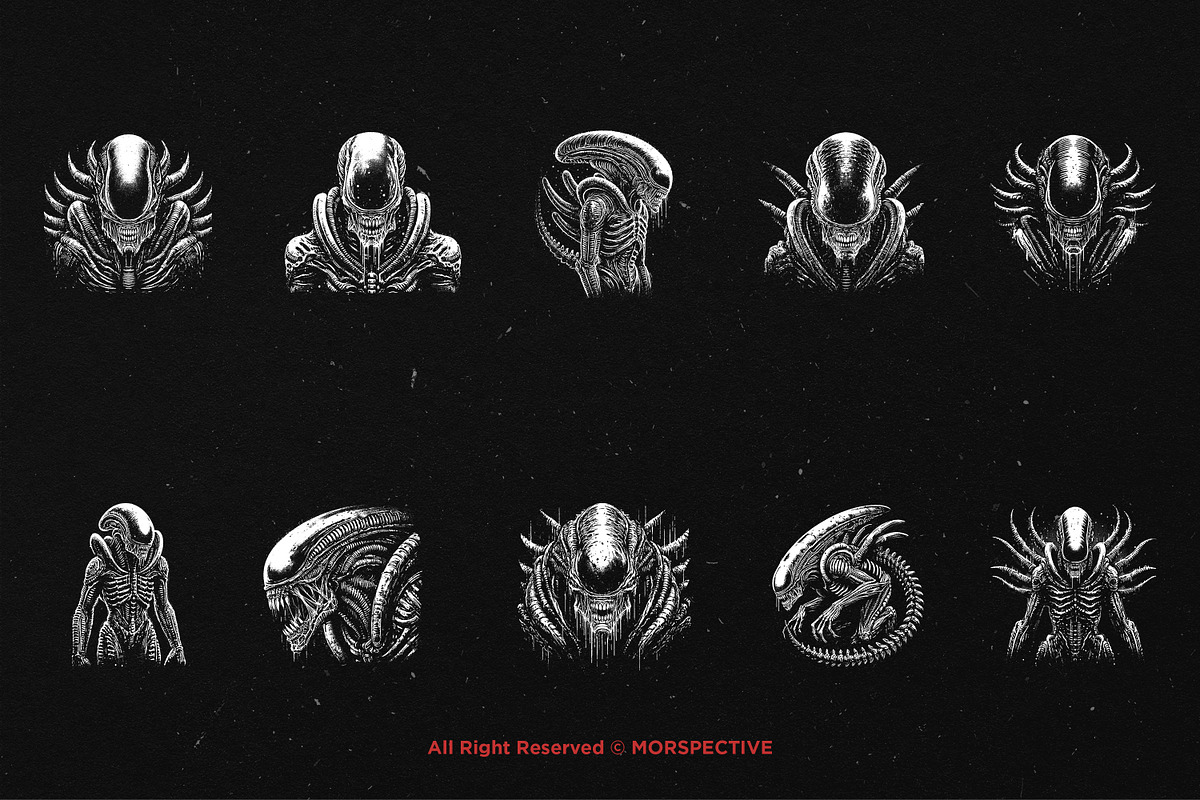 10 Bundle Dark Art Xenomorph Alien, an Illustration by Morspective (Photo 6 of 7)