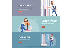 Plumber. horizontal banners with, an Illustration by Onyx
