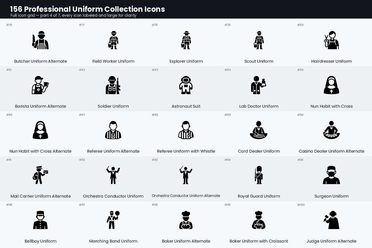 156 Professional Uniform Icons, a Solid Icon by Symbolic Language (Photo 5 of 9)
