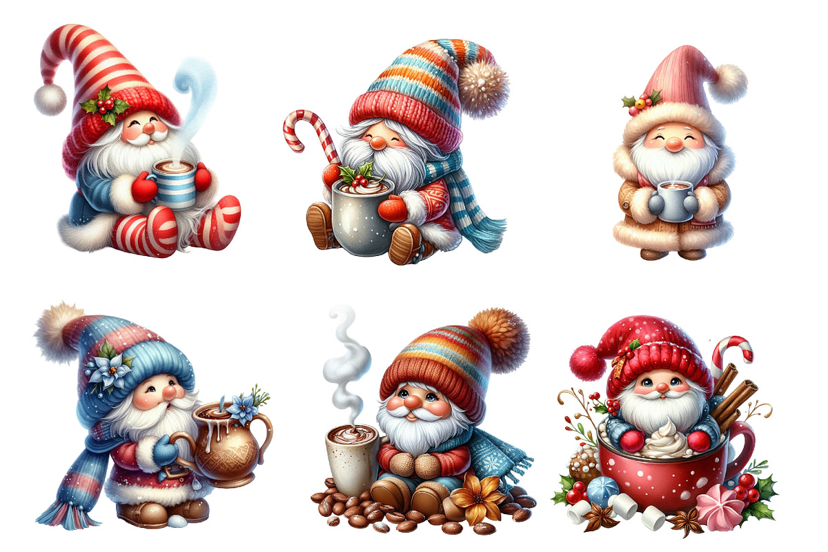 Winter Hot Cocoa Gnomes Clipart, an Illustration by Designworld (Photo 3 of 5)