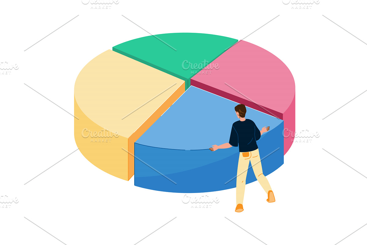 Businessman analyzing large colorful, a Finance Illustration by pikepicture