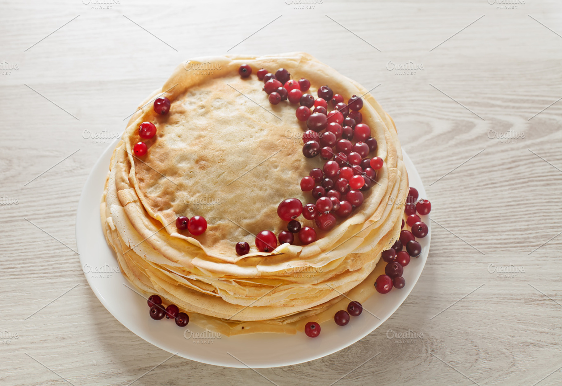 Stack Of Pancakes With Cranberries Featuring Berrys Breakfast And Brown