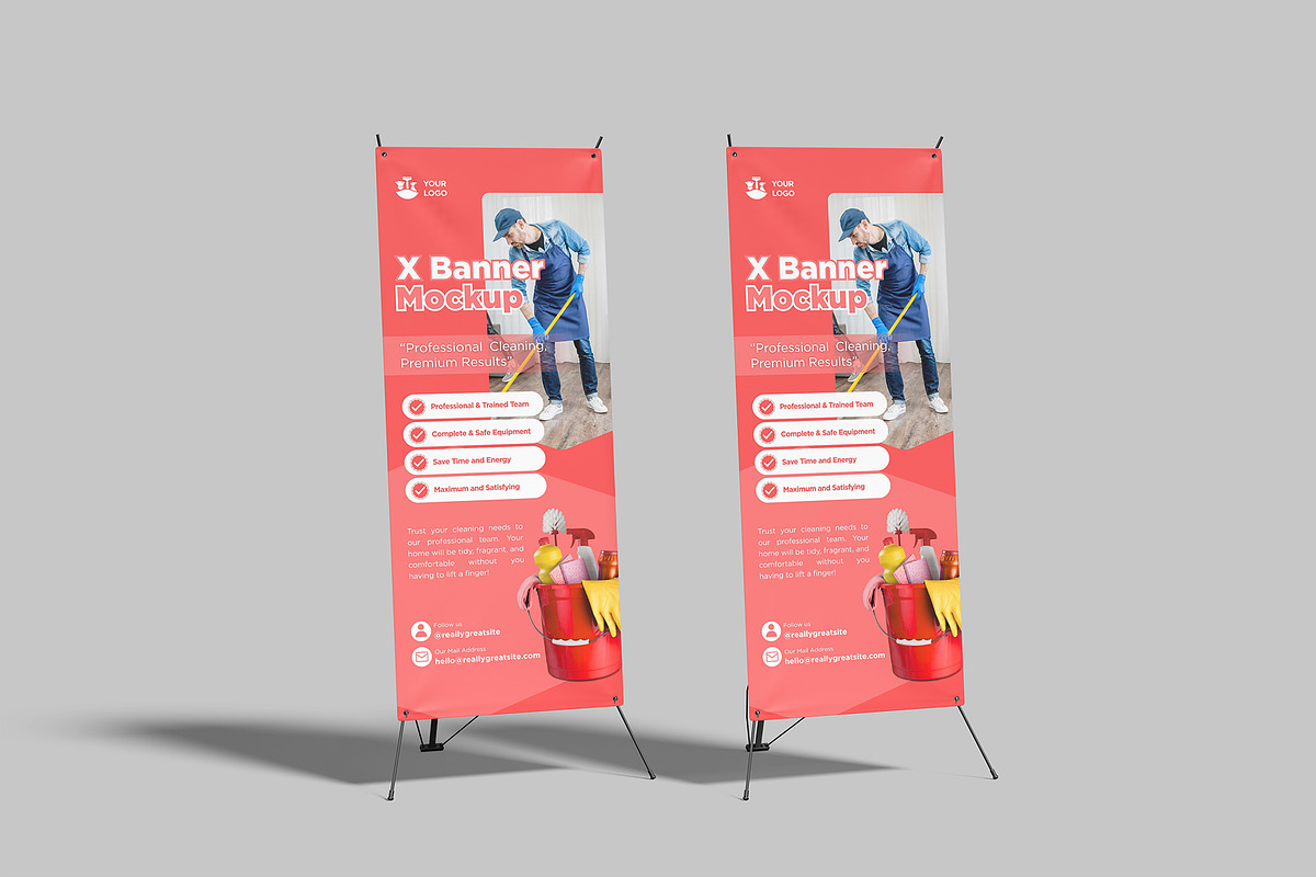 X Stand Banner Mockup, an Advertising Mockup by graphictime (Photo 9 of 12)