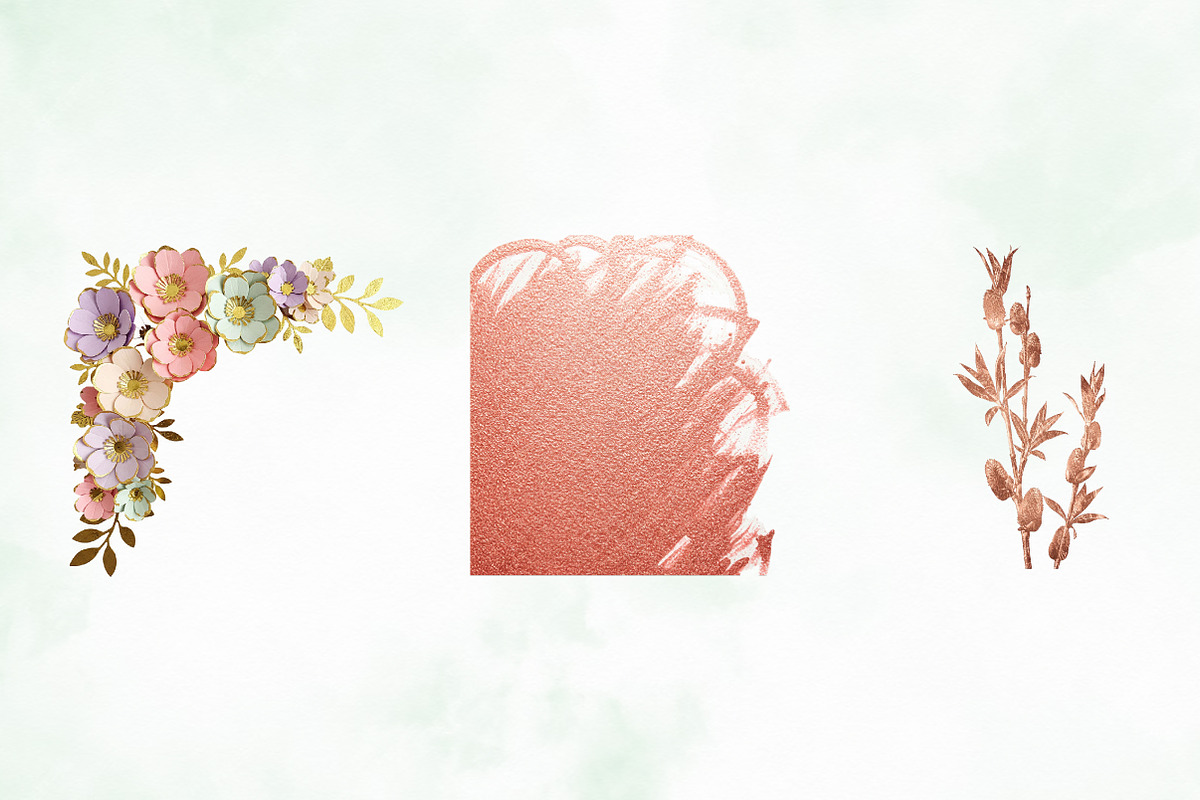 Rose Gold Foil Floral Elements, an Illustration by Creative Art (Photo 5 of 8)