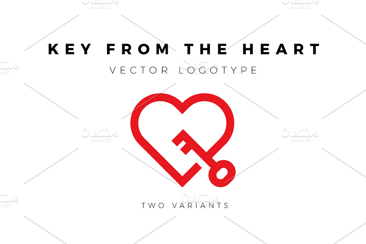 Vector logotype of heart with key, a Branding & Logo Template by Magda (Photo 1 of 3)