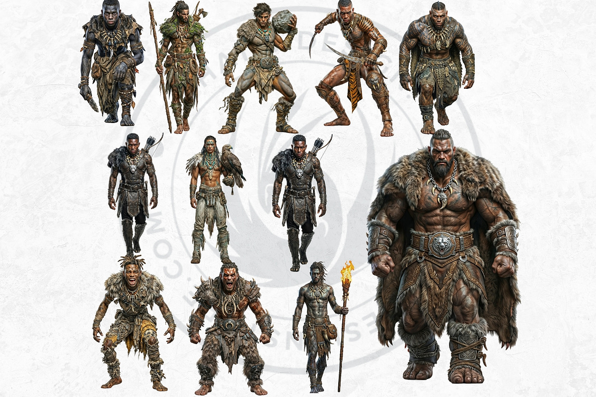 Primal Fantasy Tribal Characters PNG, a Person Illustration by ThatsDesignArt (Photo 9 of 13)