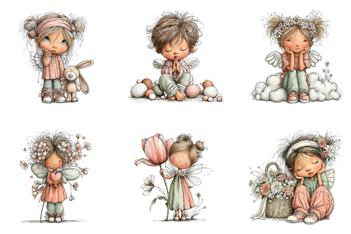 Whimsical Easter Angels Clipart, an Illustration by CreationArt (Photo 6 of 7)