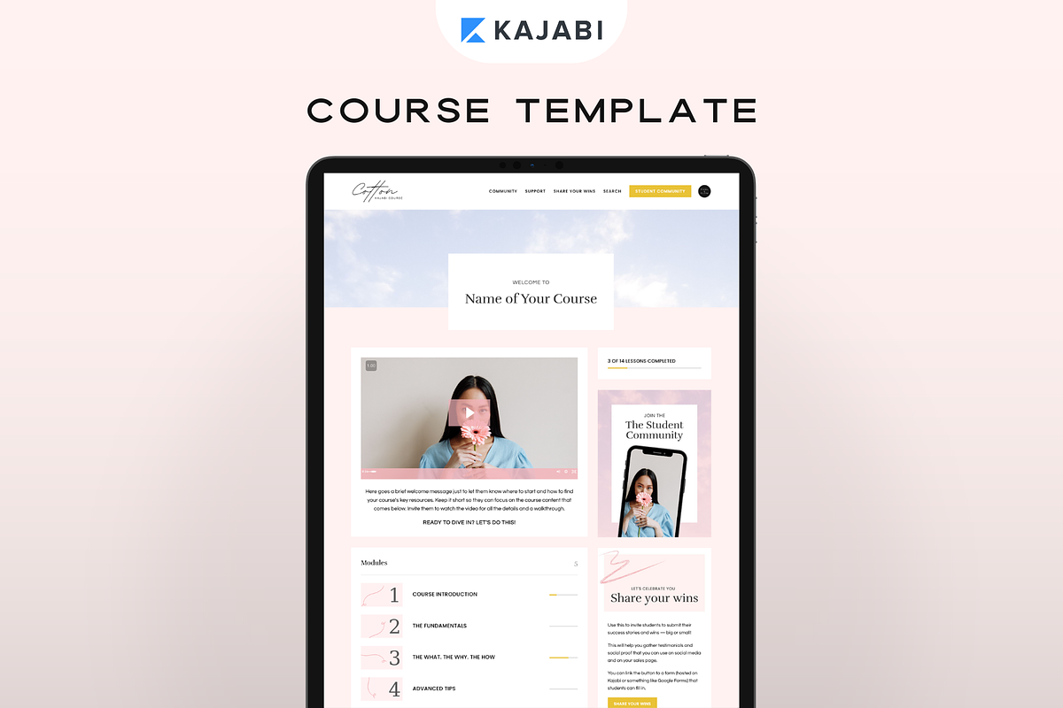 Kajabi Course Template for Courses, a Landing Page Template by Pixel & Flow (Photo 1 of 9)