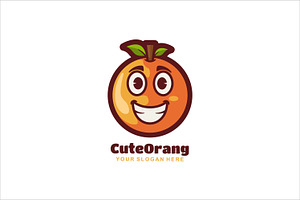 cute face orange vector template, a Branding & Logo Template by OmerStudio