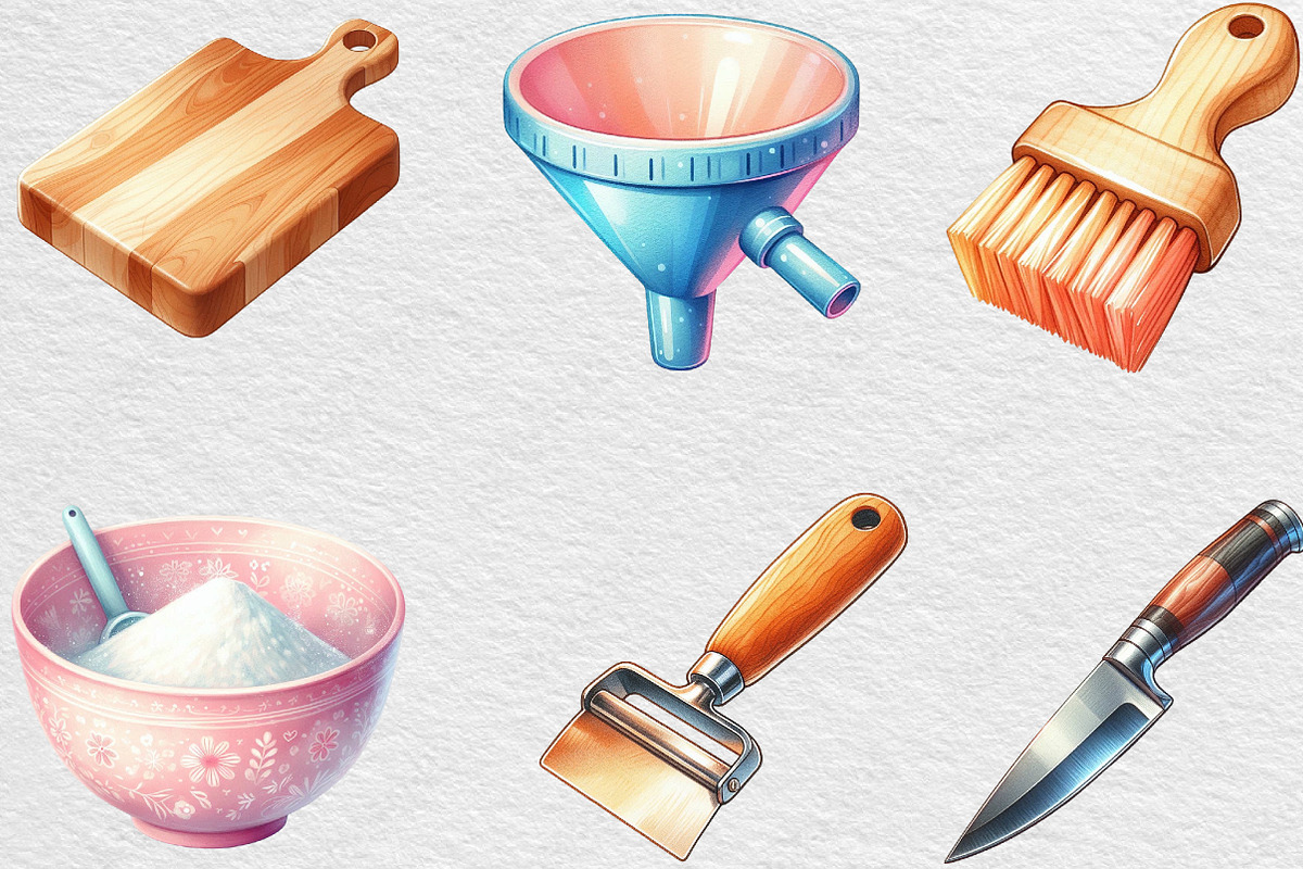 Watercolor Kitchen Utensils Clipart, an Illustration by Black Bird Studio (Photo 5 of 6)