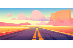 Road In Desert Scenery Landscape