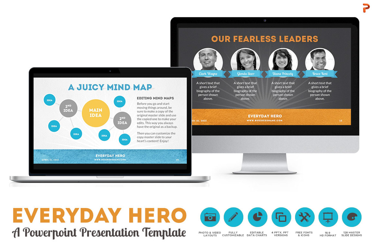 Everyday Hero Powerpoint HD Template, a Presentation Template by Blixa 6 Studios (Photo 1 of 10)