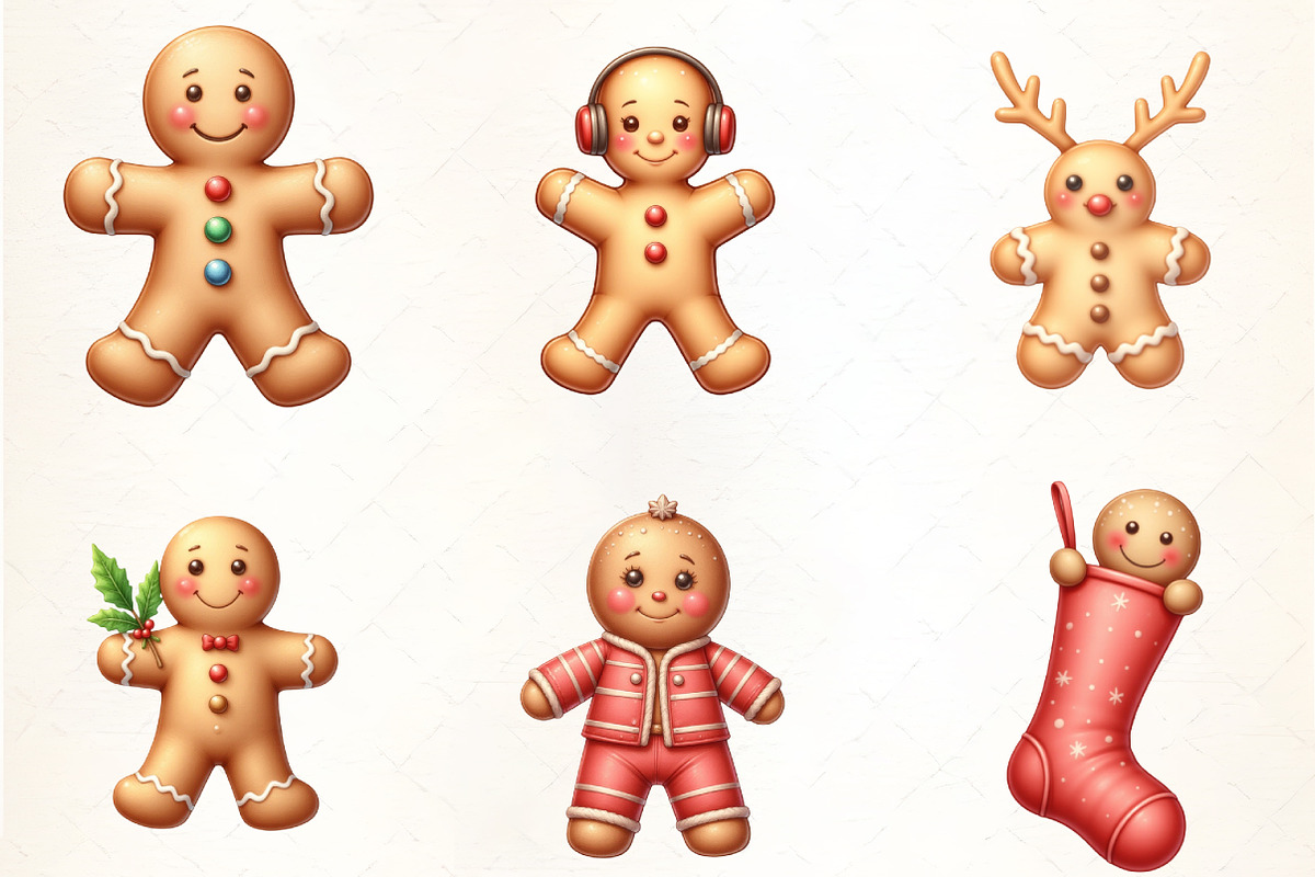Christmas Gingerbread Man Clipar, an Illustration by CrexoraLab (Photo 3 of 5)