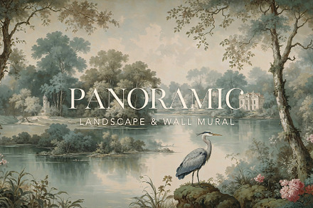 Panoramic Antique Landscape, a Wallpaper Graphic by by creative paper