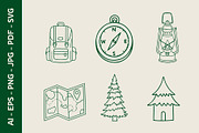 Camping Elements Line Art Collection, an Object Graphic by nandinigraphics (Thumbnail 1 of 3)