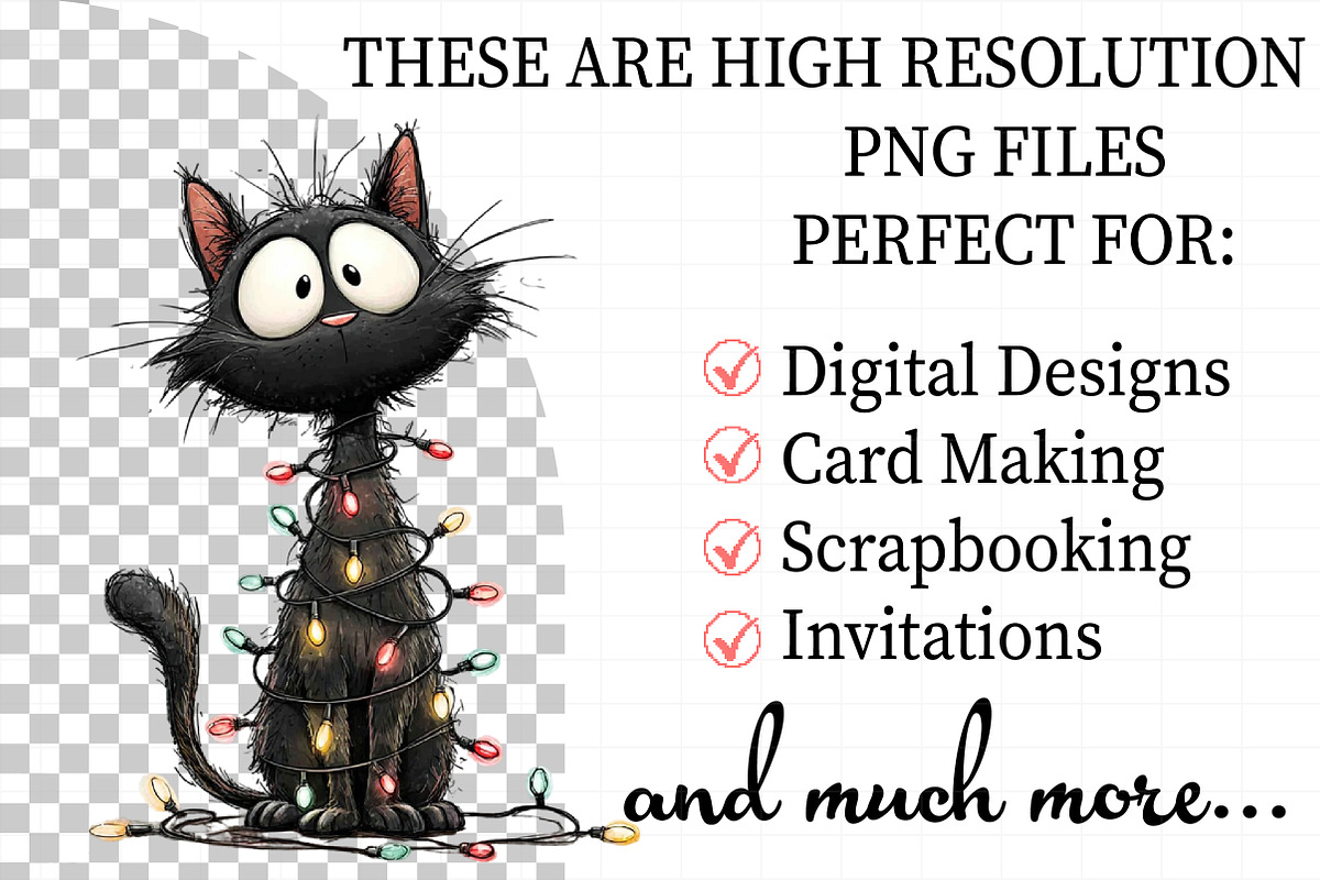 Funny Black Cat Christmas Clipart, an Illustration by Daily.Designs (Photo 2 of 5)