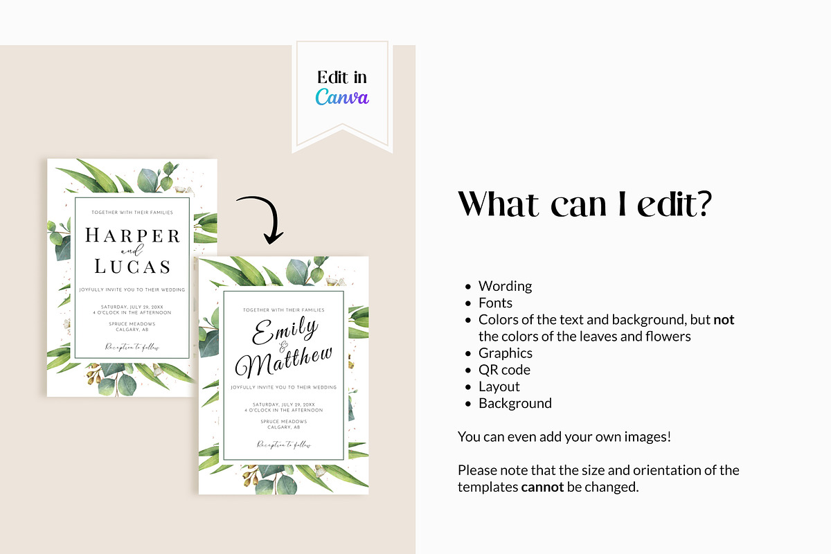 Eucalyptus Wedding Invite Template, an Invitation Template by Cottontail Paper Shop (Photo 5 of 7)