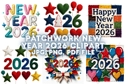 Patchwork New Year 2026 Clipart, a Decorative Illustration by Creative design (Thumbnail 1 of 7)