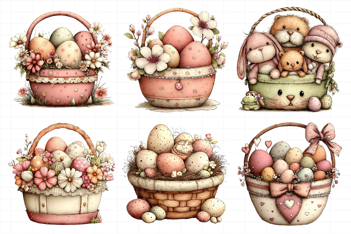 Easter Basket Clipart Set, an Illustration by Daily.Designs (Photo 5 of 8)