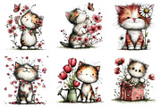 Whimsical Spring Cats Clipart, an Illustration by Dream Creation (Thumbnail 6 of 6)