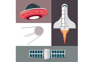 Icons Set Space Retro