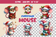 Christmas mouse, Watercolour, PNG., an Animal Illustration by KENO Mascots (Thumbnail 2 of 8)