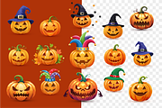 Halloween pumpkin set, backgrounds, an Object Graphic by GraphicRedStudio (Thumbnail 2 of 7)
