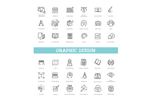 Design and drawing icons set, a Technology Illustration by Tettygreen