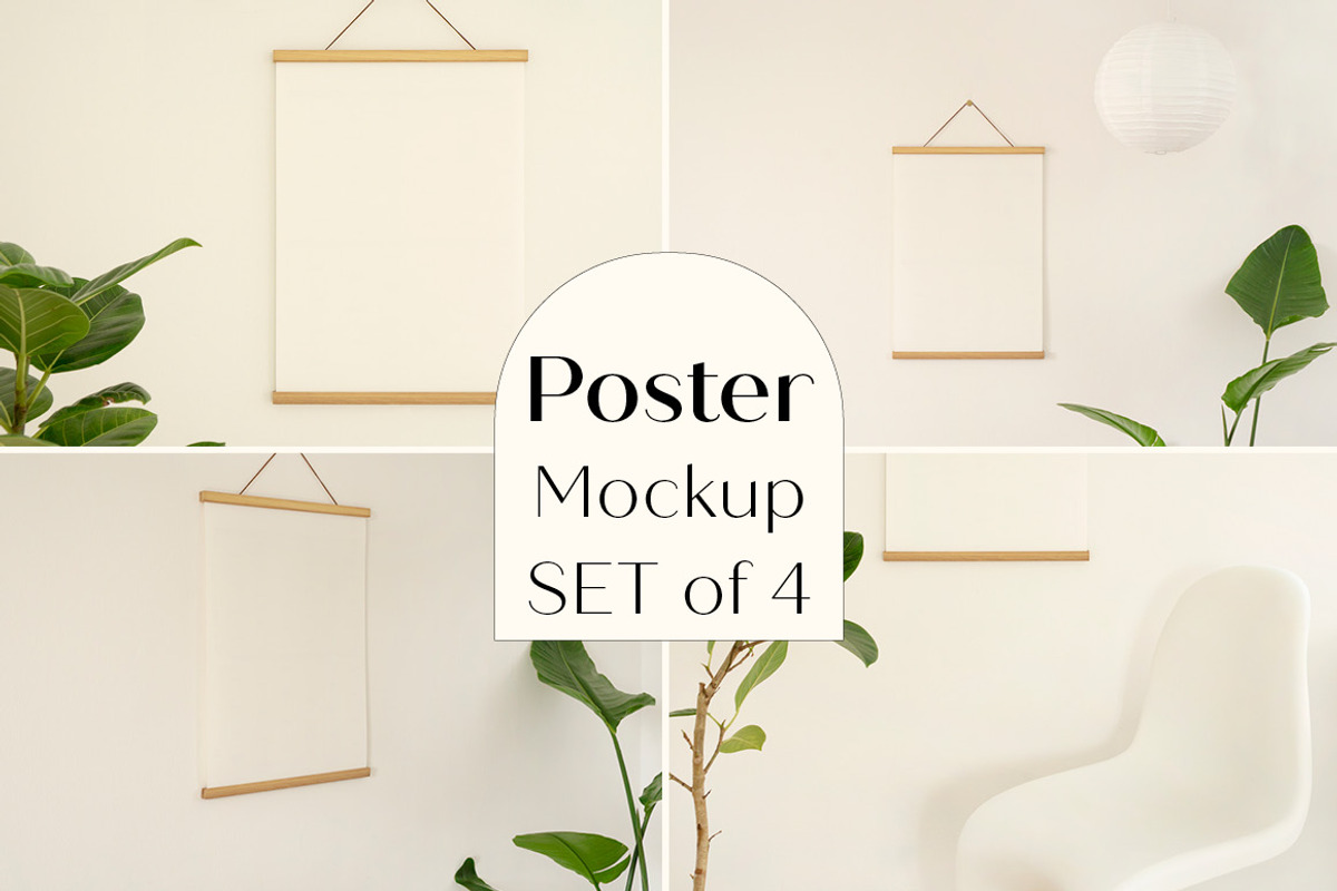 Poster Mockup SET with Wood Hanger, a Print Template by LOPEstudio (Photo 1 of 8)