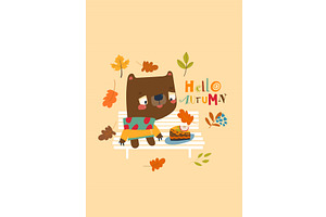 Cute Bear in Sweater sitting on, an Animal Illustration by Maria Starus
