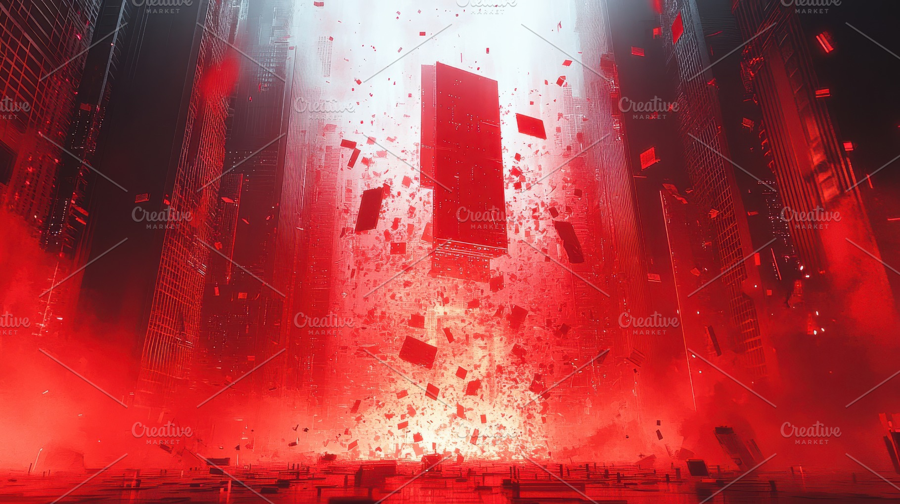Cityscape engulfed in red, a tower s, a Background Photo by Pixeness Studio